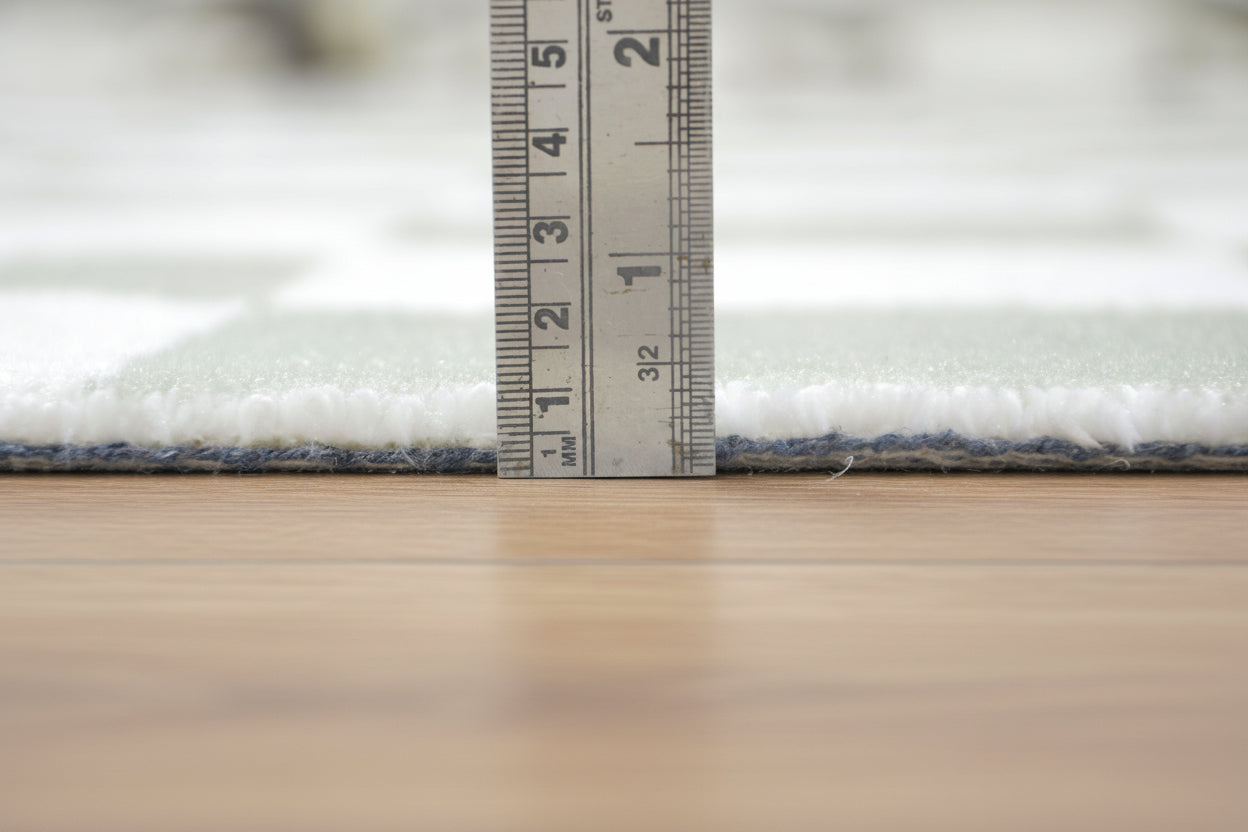 Kisan Checkerboard Handmade Sage Green & White Rug – Modern Minimalist Decorative Area Rug   9122096185493