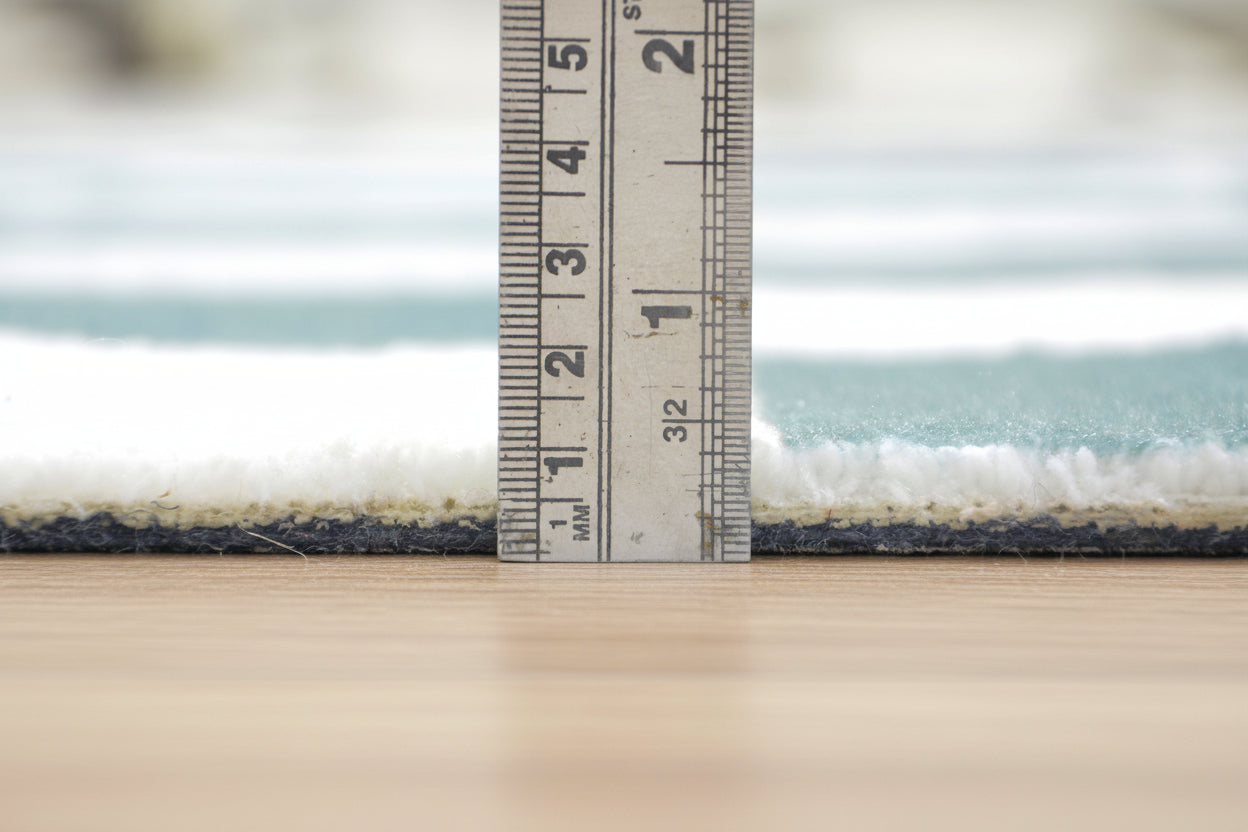 Kisan Checkerboard Handmade Teal Green & White Rug – Modern Minimalist Decorative Area Rug   9122101395605