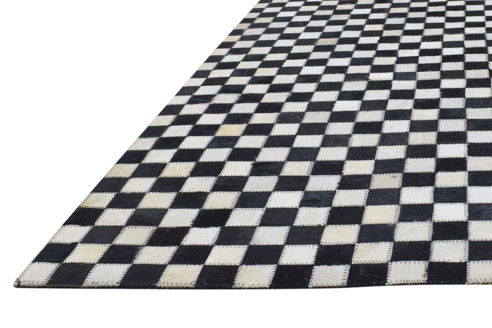 Veradis Leather Black Rug 5X8 Modern Hand Woven Scandinavian Geometric   7864432787605