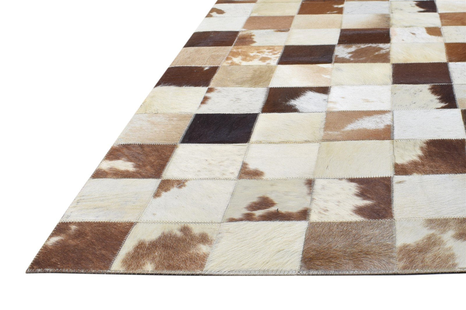 Leather Brown Rug 4X6 Modern Flatweave Scandinavian Geometric Room Size Carpet   7864581685397