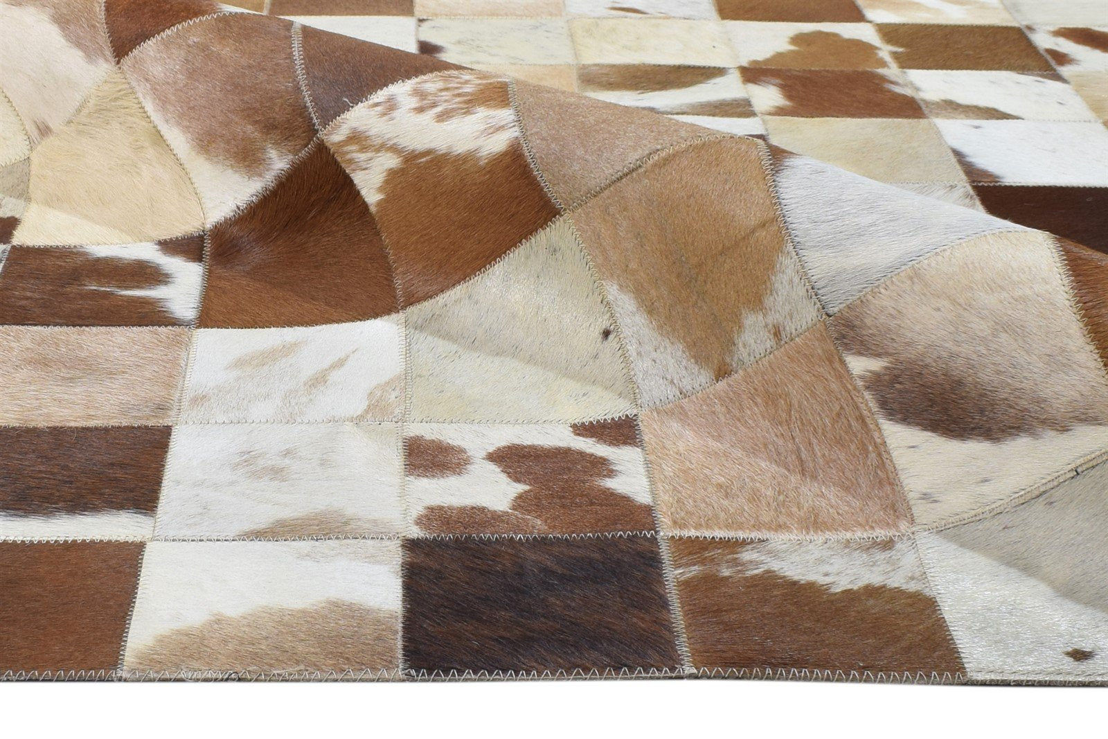 Leather Brown Rug 4X6 Modern Flatweave Scandinavian Geometric Room Size Carpet   7864581193877