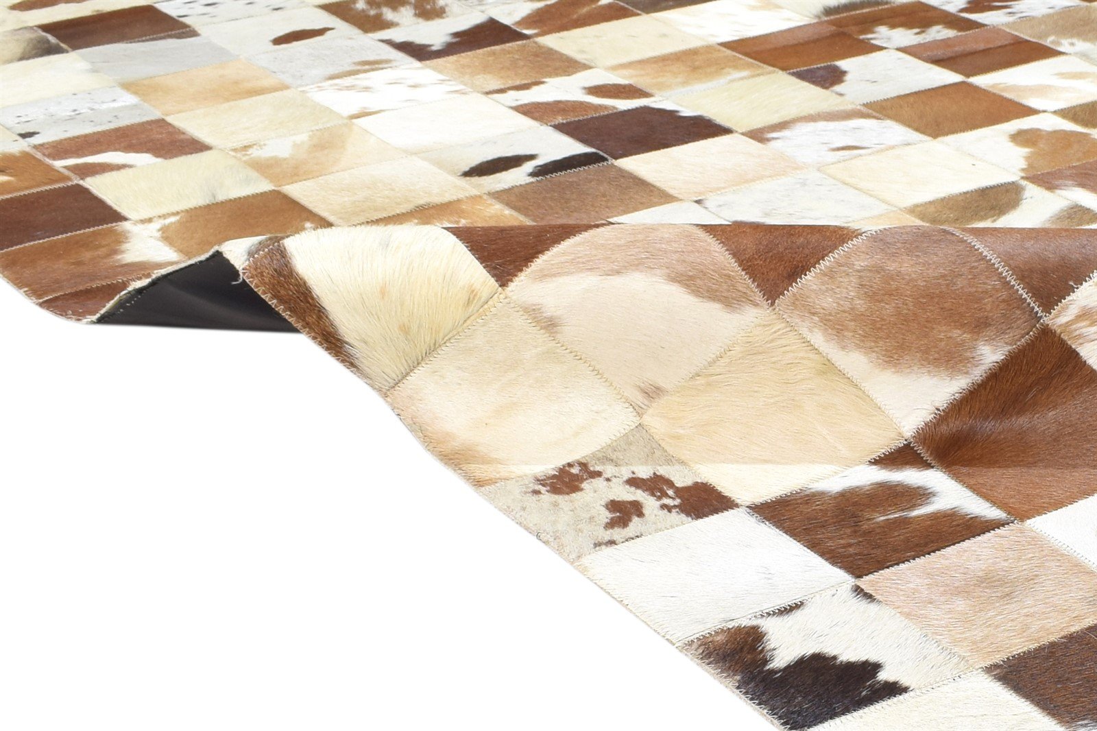 Leather Brown Rug 4X6 Modern Flatweave Scandinavian Geometric Room Size Carpet   7864581193877