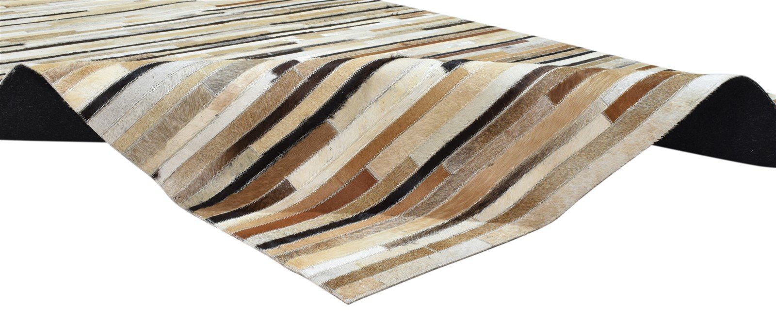 Leather Brown Rug 5X8 Modern Hand Woven Scandinavian Striped Room Size Carpet   7860682981525