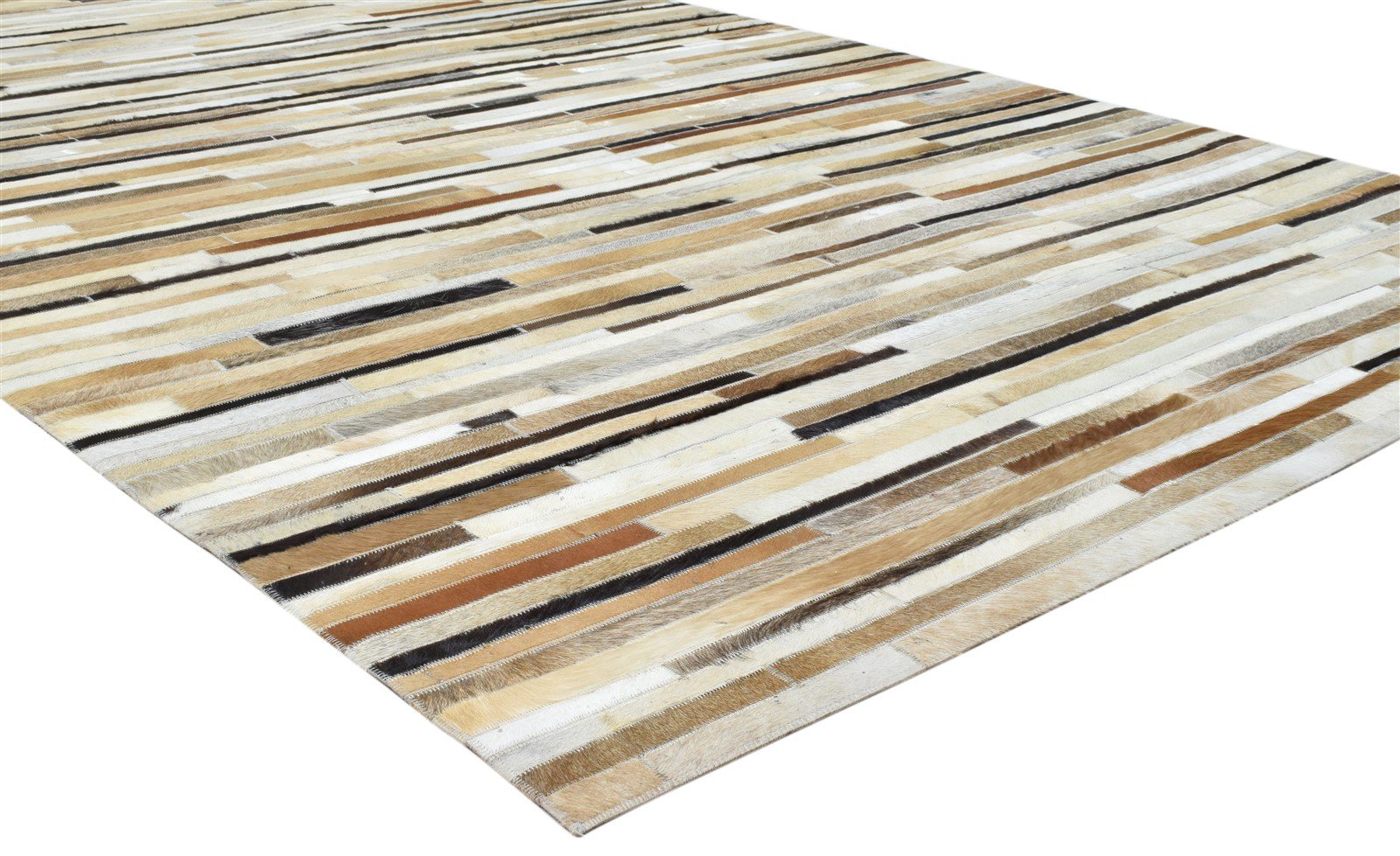 Leather Brown Rug 5X8 Modern Hand Woven Scandinavian Striped Room Size Carpet   7860682981525