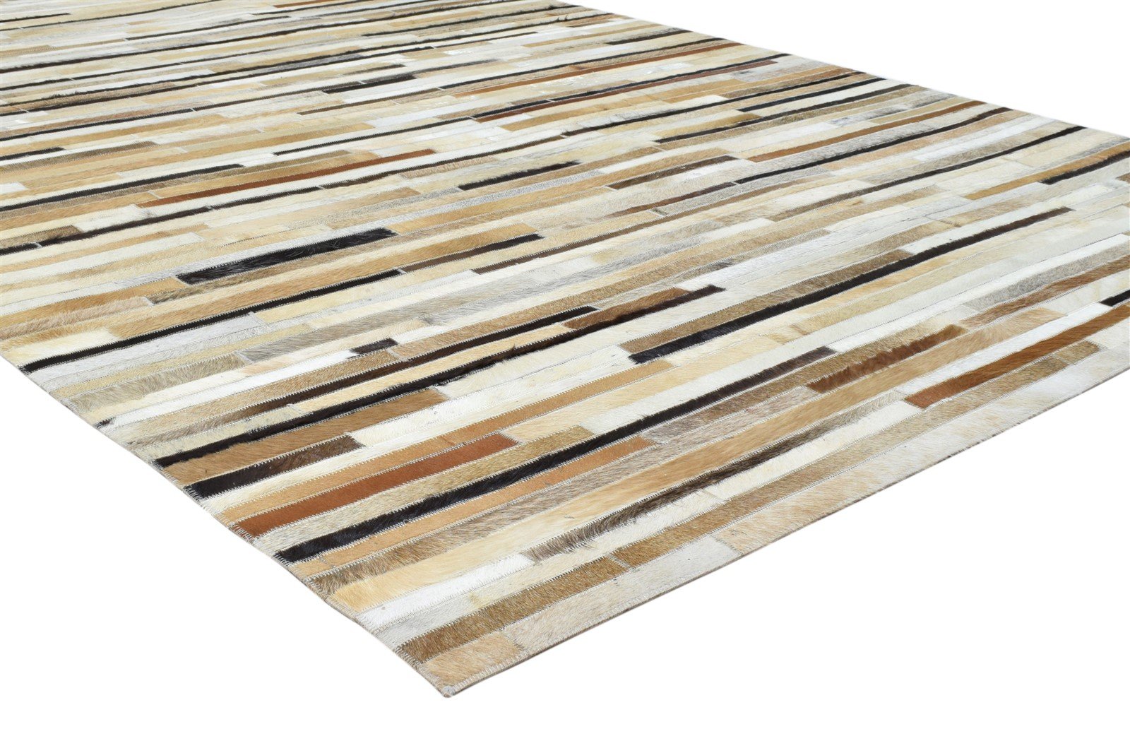 Leather Brown Rug 5X8 Modern Hand Woven Scandinavian Striped Room Size Carpet   7860682981525