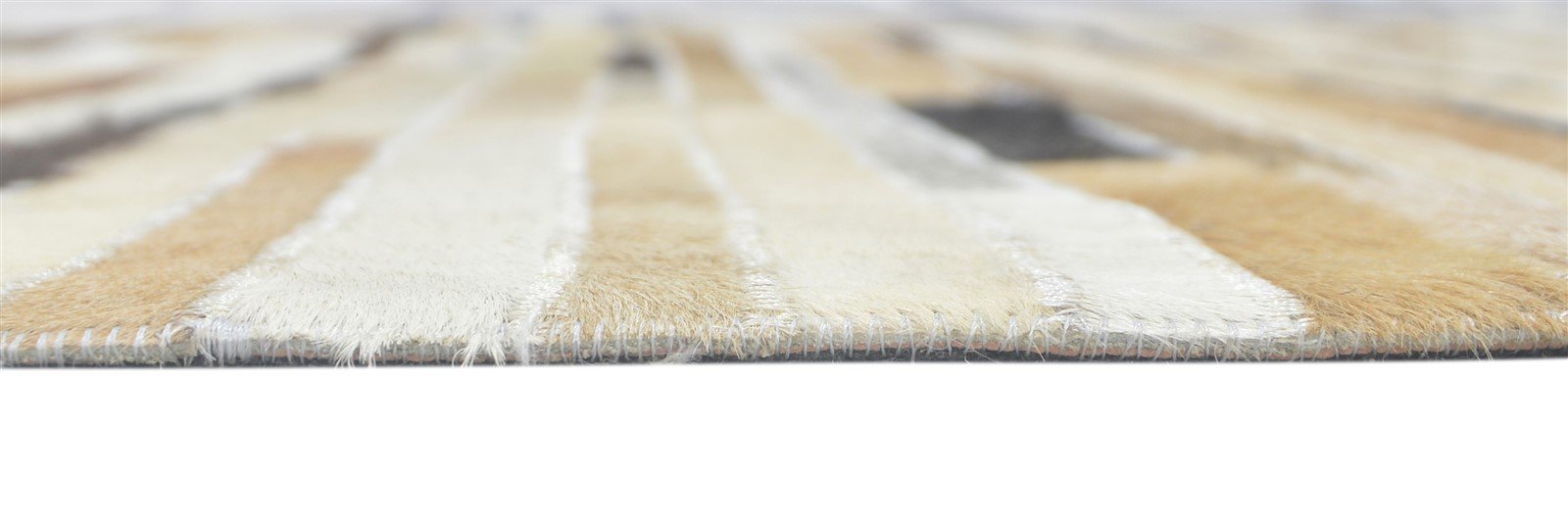 Leather Brown Rug 5X8 Modern Hand Woven Scandinavian Striped Room Size Carpet   7860682981525