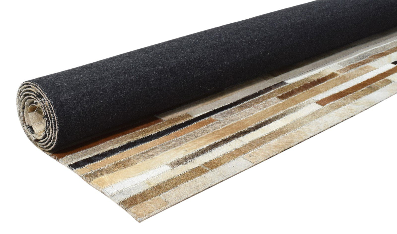 Leather Brown Rug 5X8 Modern Hand Woven Scandinavian Striped Room Size Carpet   7860682981525