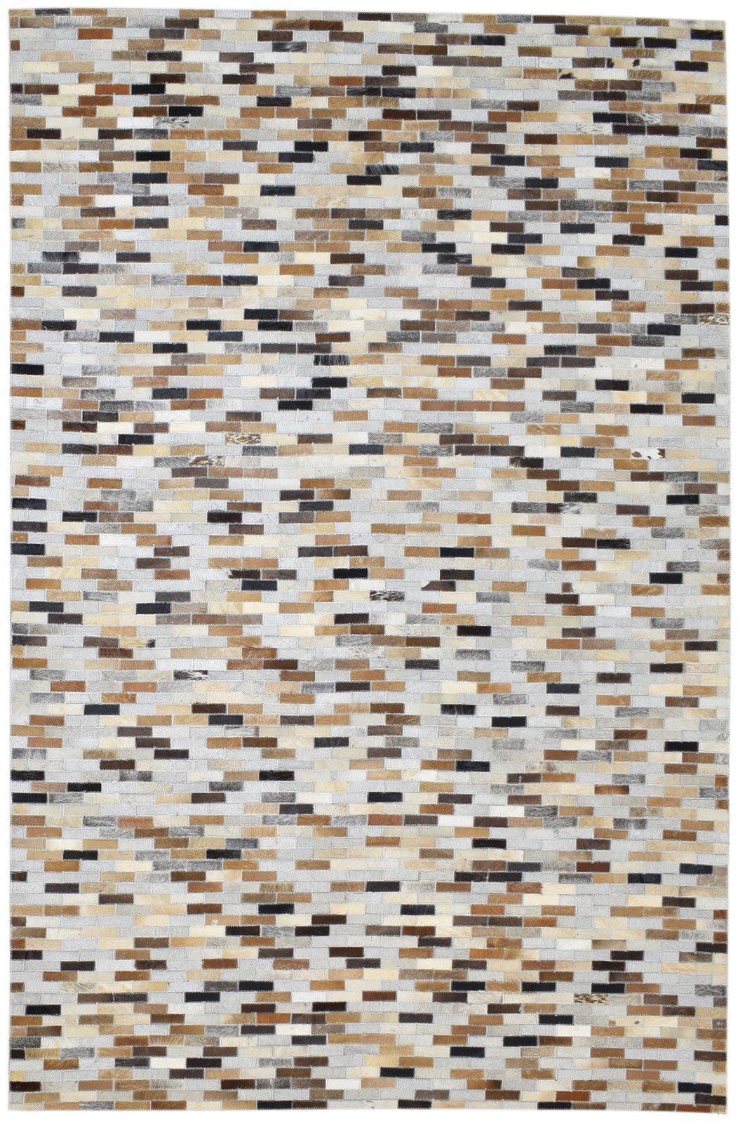 Leather Brown Rug 5X8 Modern Hand Woven Scandinavian Striped Room Size Carpet   7860683440277