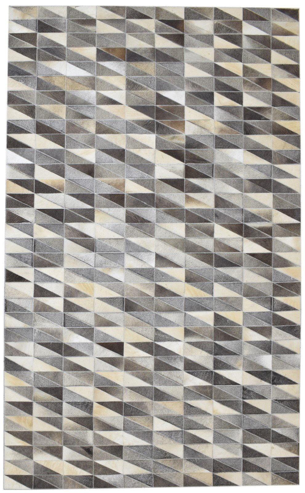 Leather Charcoal Rug 5X8 Modern Hand Woven Scandinavian Triangles Room Size   7860682817685