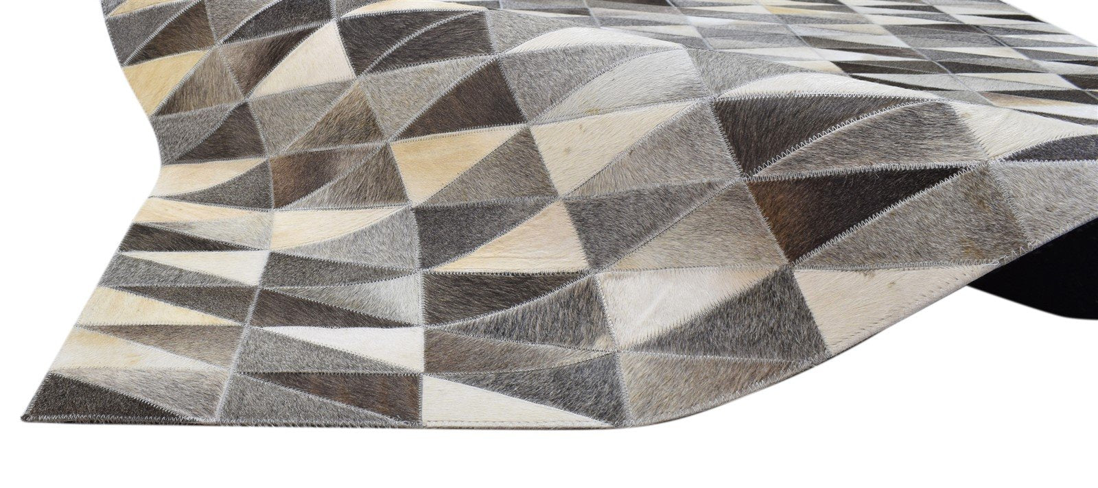 Leather Charcoal Rug 5X8 Modern Hand Woven Scandinavian Triangles Room Size   7860682817685