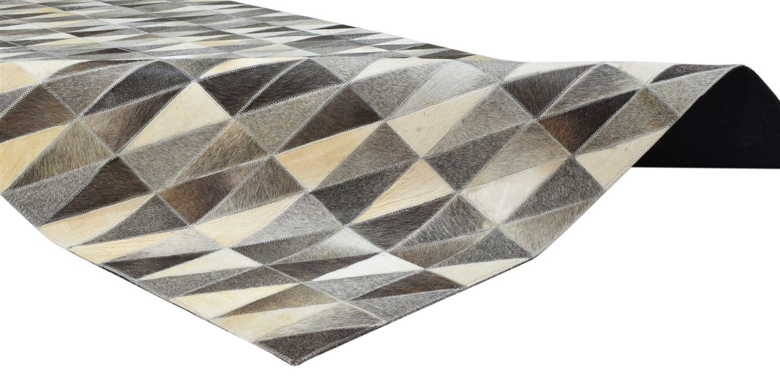 Leather Charcoal Rug 5X8 Modern Hand Woven Scandinavian Triangles Room Size   7860682817685