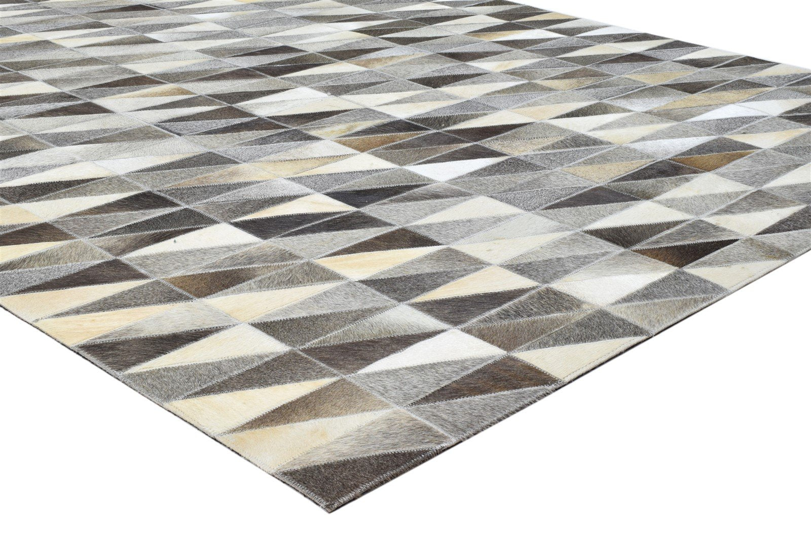 Leather Charcoal Rug 5X8 Modern Hand Woven Scandinavian Triangles Room Size   7860682817685