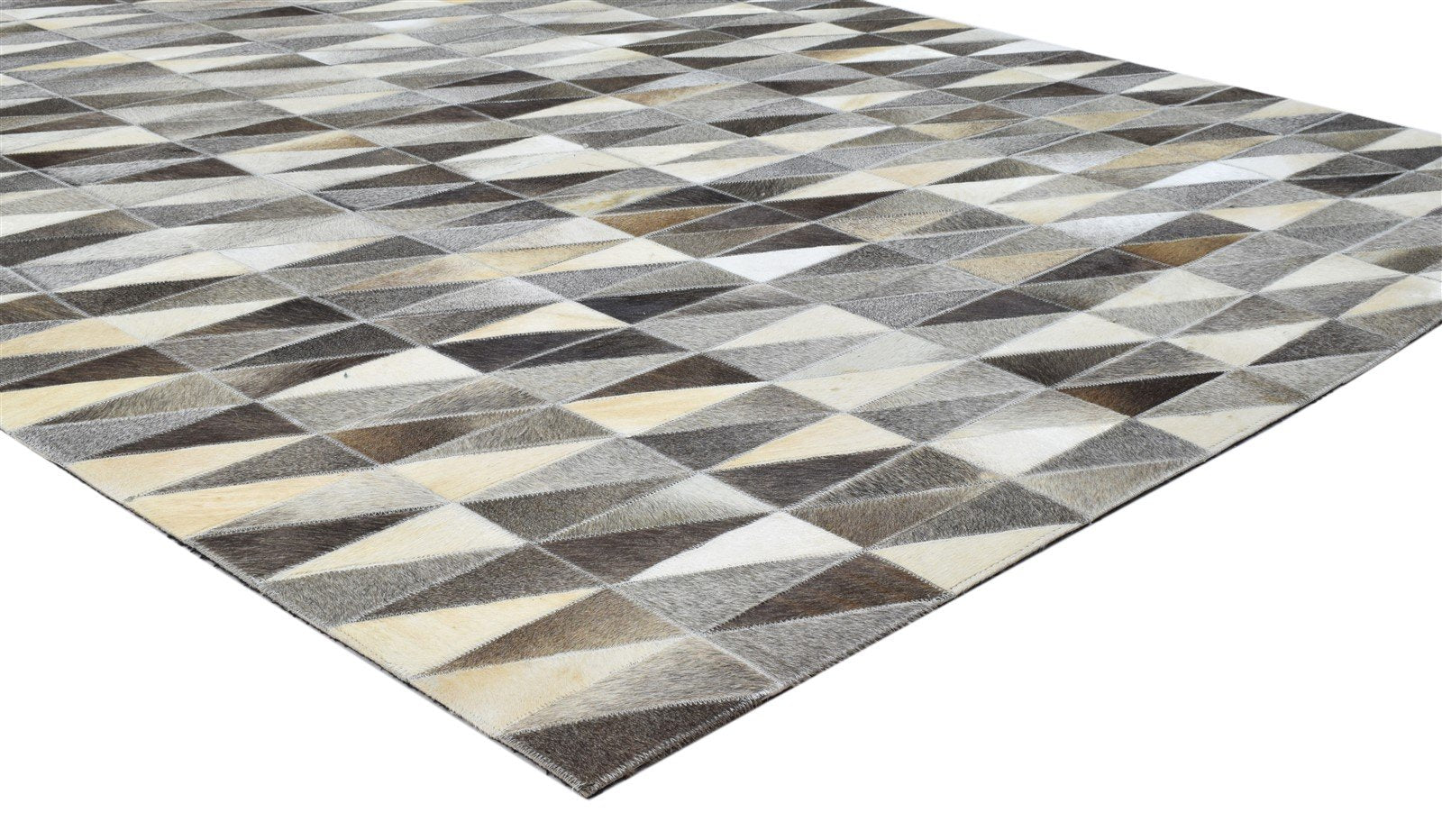 Leather Charcoal Rug 5X8 Modern Hand Woven Scandinavian Triangles Room Size   7860682817685