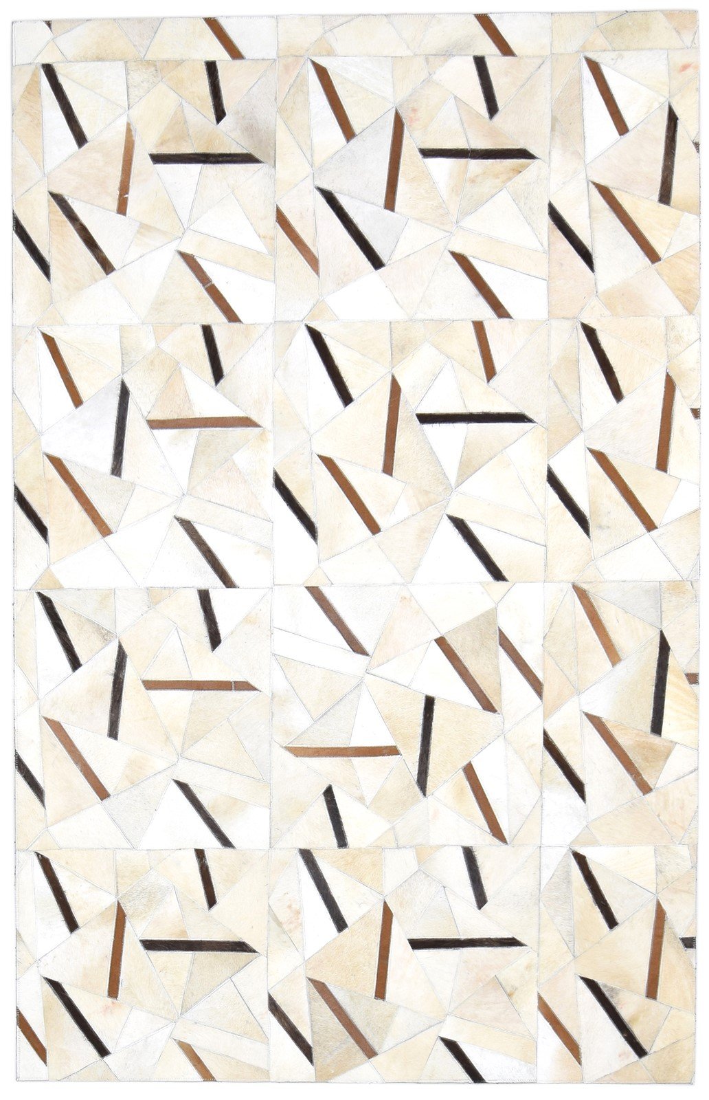 Leather / Cotton Beige Rug 5X8 Modern Hand Woven Geometric Room Size   7864105894037