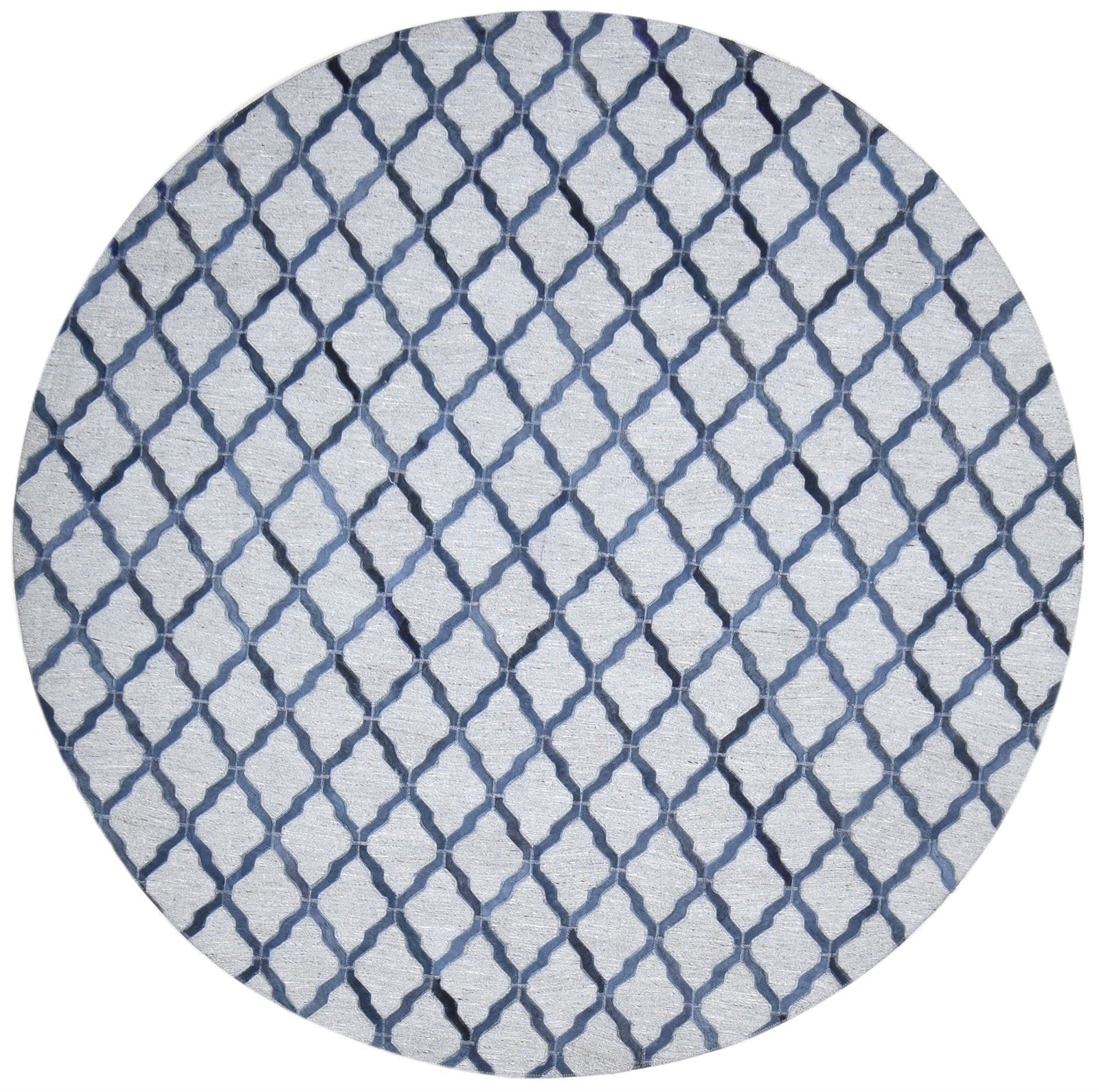 Leather / Cotton Blue Rug 6X6 Modern Hand Woven Moroccan Trellis Room Size   7864915132565