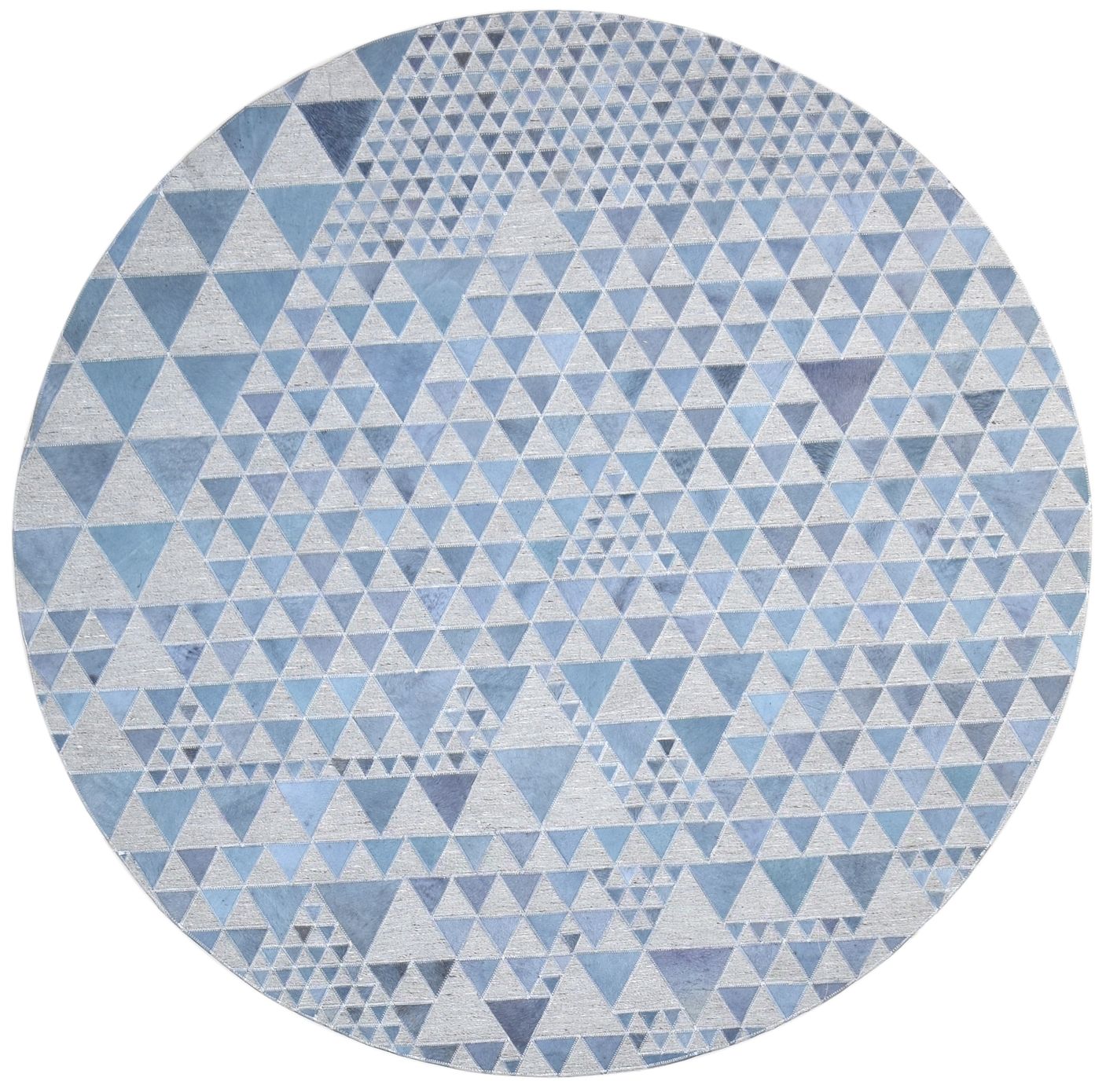 Leather / Cotton Blue Rug 6X6 Modern Hand Woven Scandinavian Triangles Room Size   7864945410197