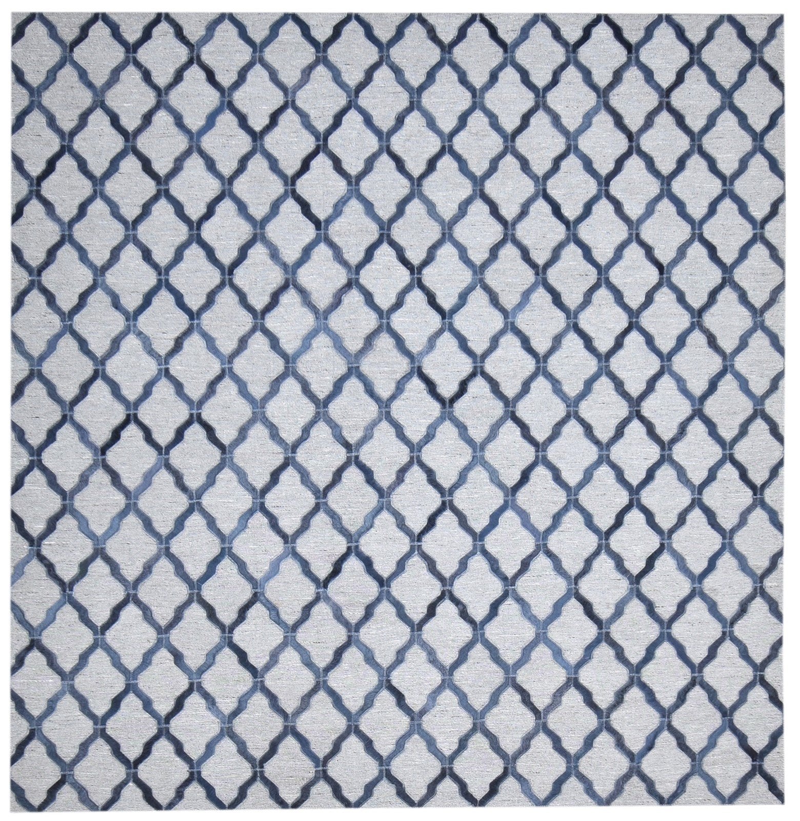 Leather / Cotton Charcoal Rug 6X6 Modern Hand Woven Moroccan Trellis Room Size   7864867651733