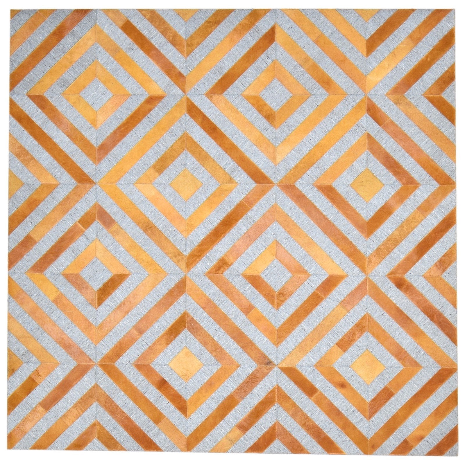 Leather / Cotton Gold Rug 6X6 Modern Hand Woven Moroccan Diamond Room Size   7864866635925
