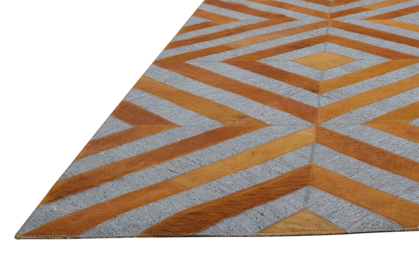 Leather / Cotton Gold Rug 6X6 Modern Hand Woven Moroccan Diamond Room Size   7864866635925