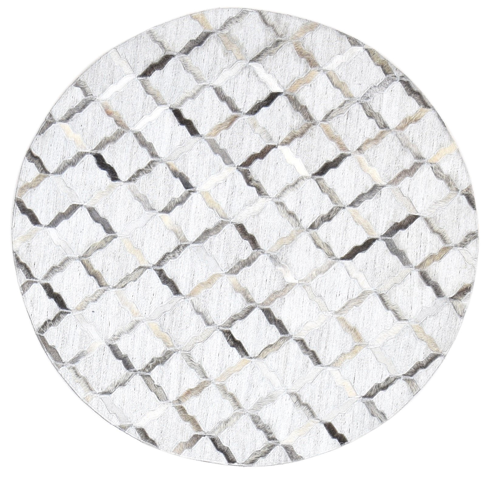 Leather / Cotton Grey Rug 4X4 Modern Hand Woven Scandinavian Geometric Room Size   7864118706325