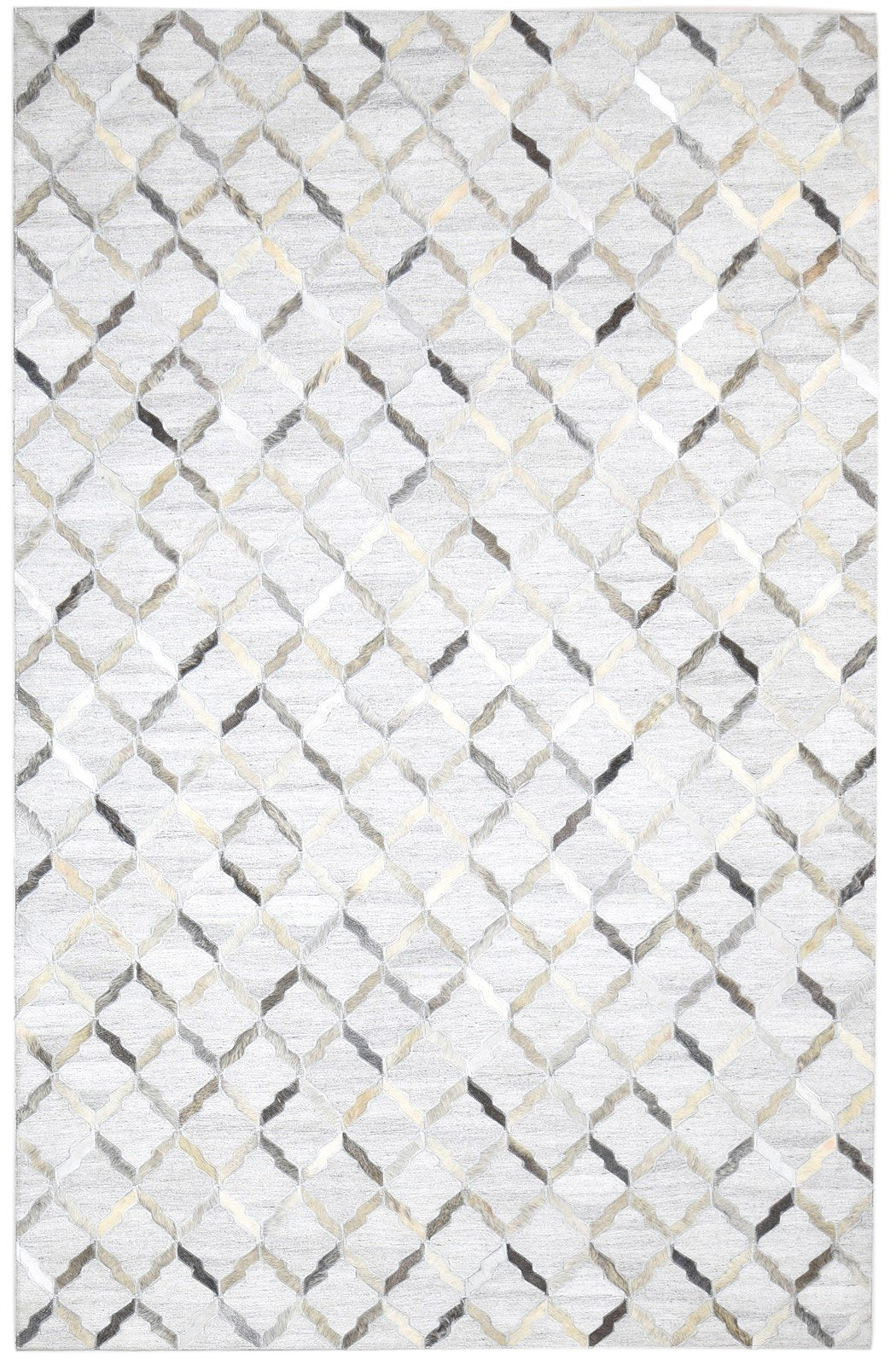 Leather / Cotton Grey Rug 5X8 Modern Hand Woven Scandinavian Geometric Room Size   7864106025109