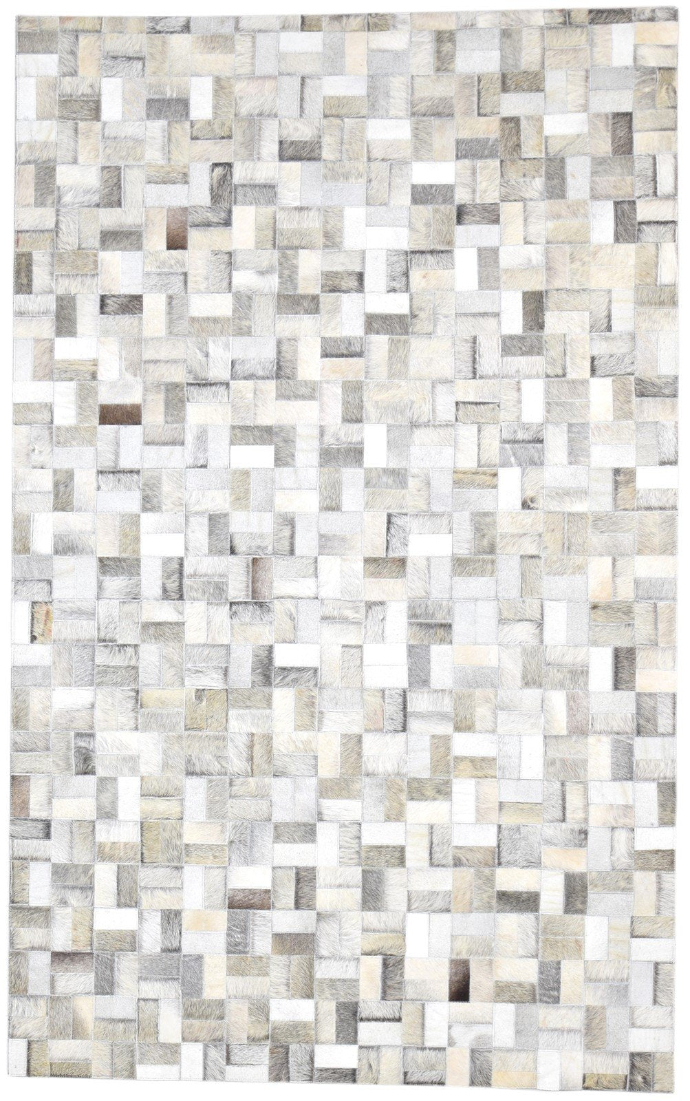Leather / Cotton Grey Rug 5X8 Modern Hand Woven Scandinavian Geometric Room Size   7864115986581