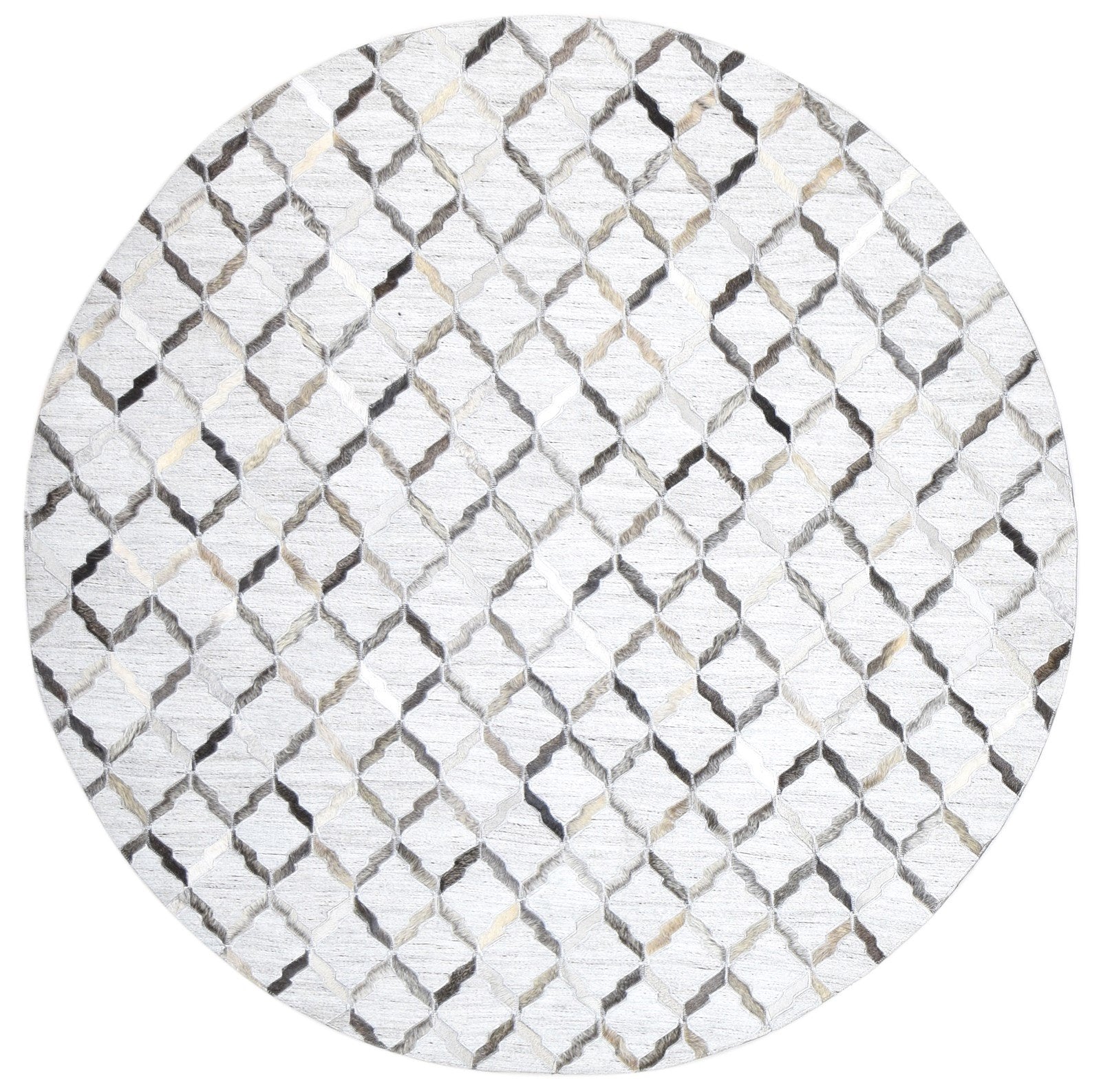 Leather / Cotton Grey Rug 6X6 Modern Hand Woven Scandinavian Geometric Room Size   7864105730197