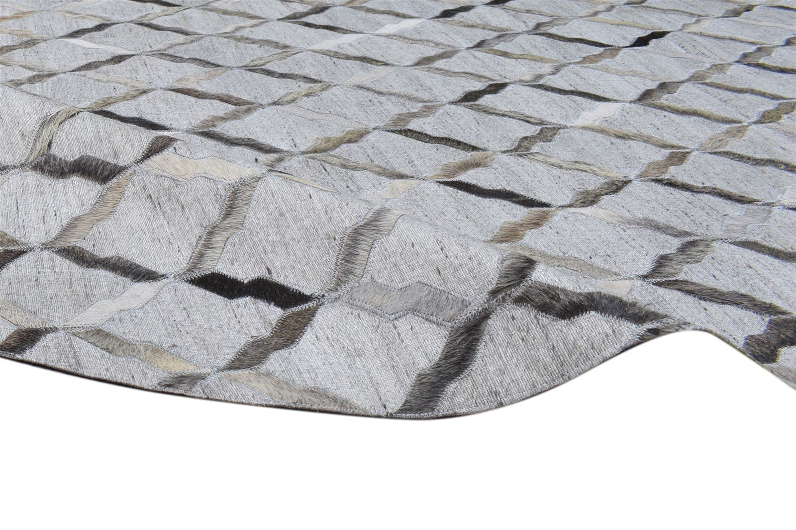 Ruthy Leather / Cotton Grey Rug 6X6 Modern Hand Woven Scandinavian Geometric   7864105730197