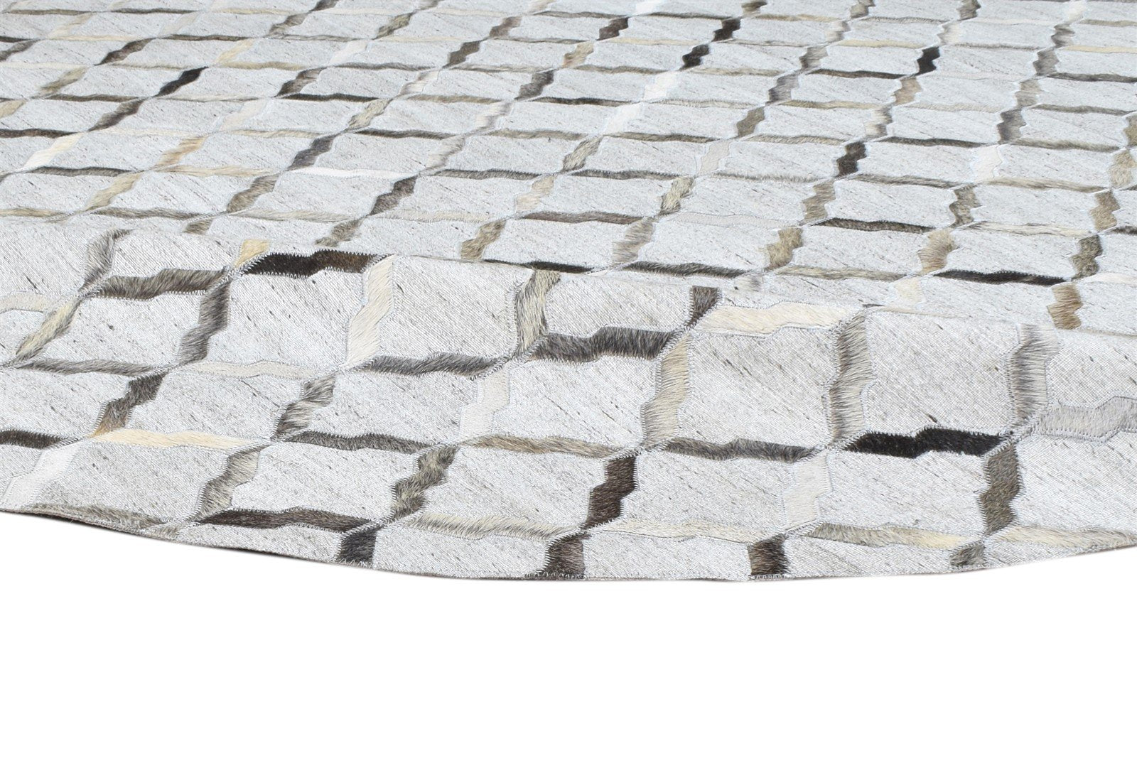 Ruthy Leather / Cotton Grey Rug 6X6 Modern Hand Woven Scandinavian Geometric   7864105730197