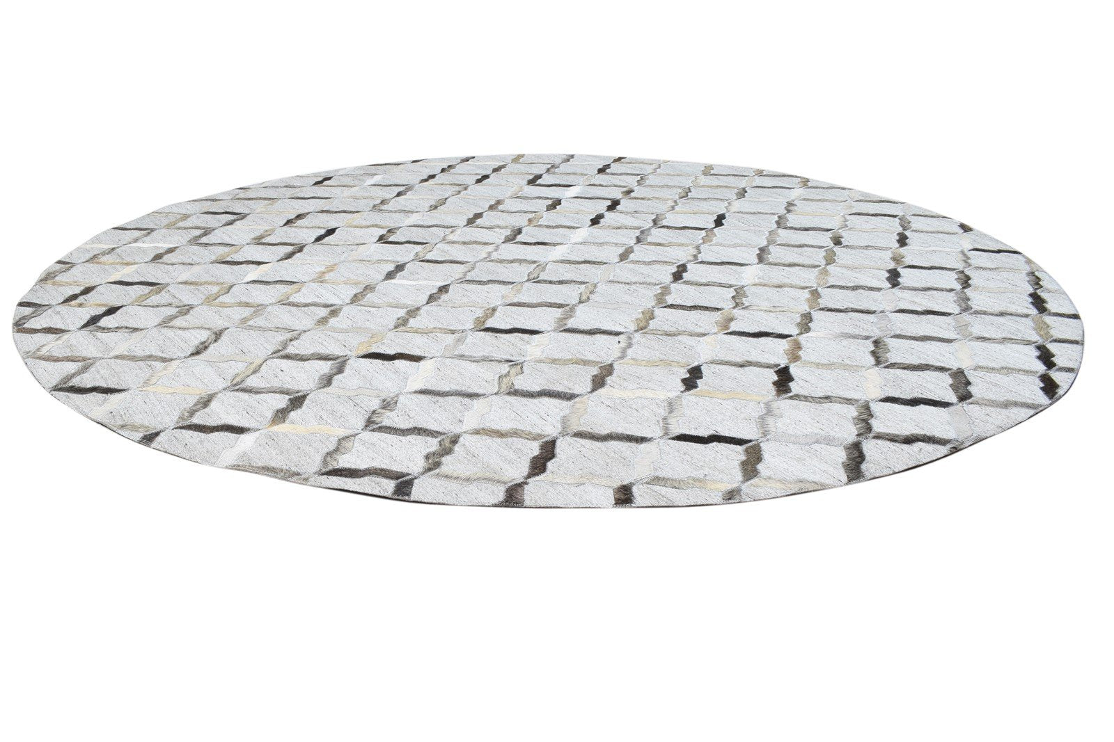 Ruthy Leather / Cotton Grey Rug 6X6 Modern Hand Woven Scandinavian Geometric   7864105730197