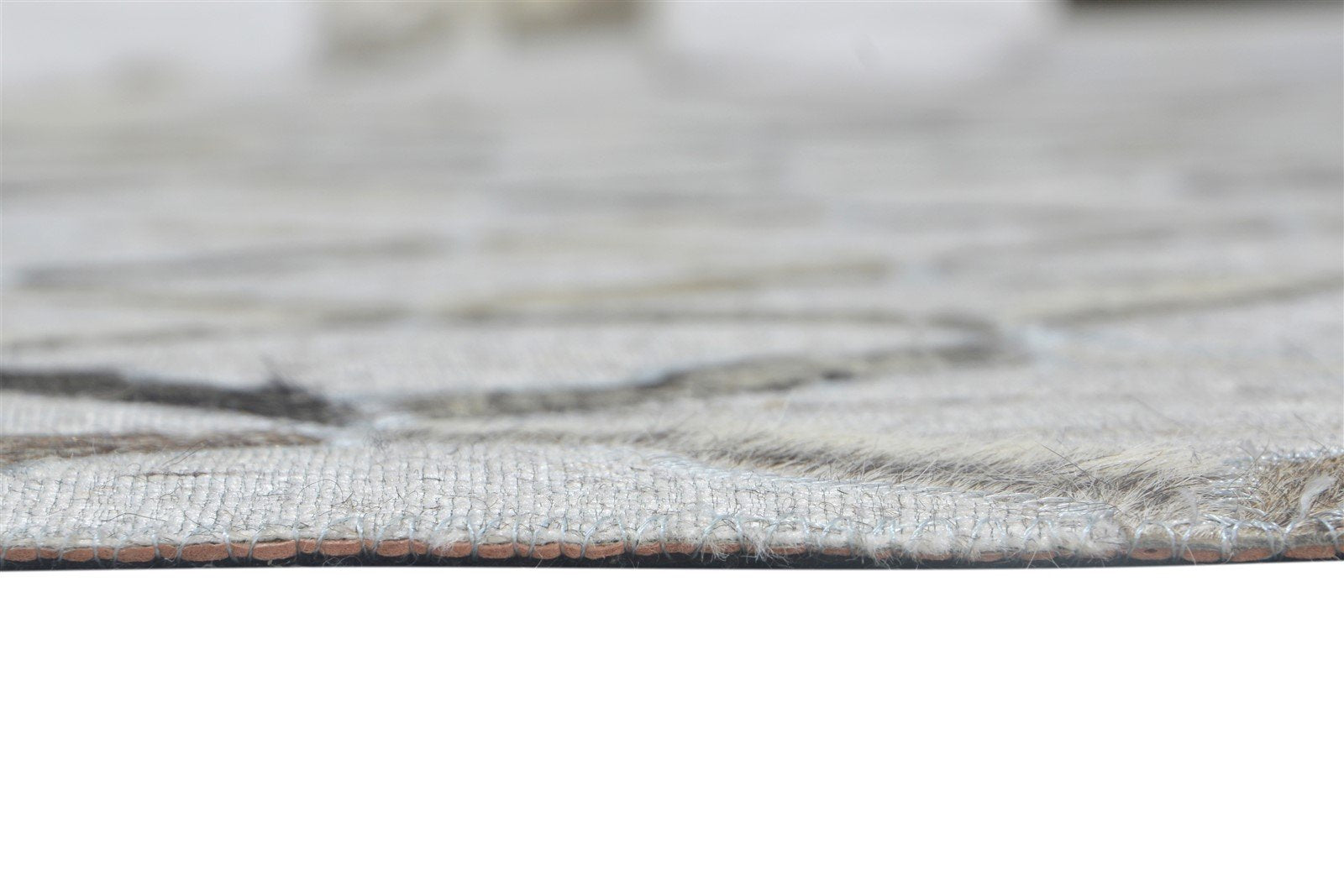 Ruthy Leather / Cotton Grey Rug 6X6 Modern Hand Woven Scandinavian Geometric   7864105730197
