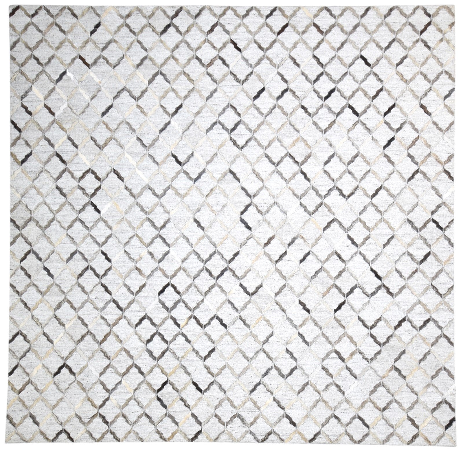 Leather / Cotton Grey Rug 9X9 Modern Hand Woven Geometric Extra Large   7864105599125