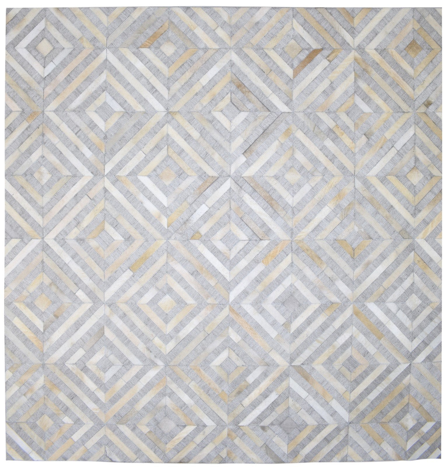 Leather Cotton Grey Rug 9X9 Modern Hand Woven Scandinavian Diamond Extra Large   7864092393621