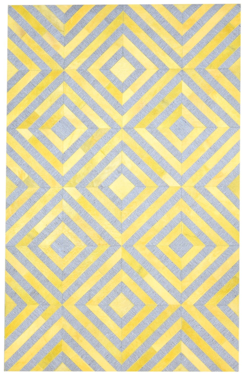 Leather / Cotton Yellow Rug 5X8 Modern Hand Woven Moroccan Diamond Room Size   7864369053845