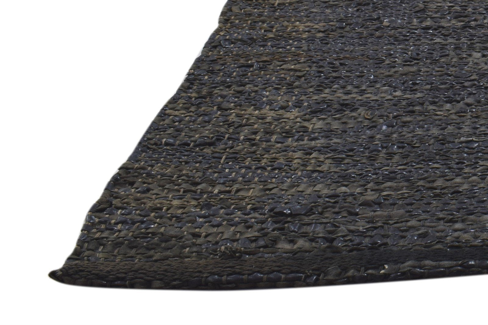 Leather Cowhide Charcoal Rug 2X3 Modern Hand Woven Scandinavian Solid Small   7864101437589