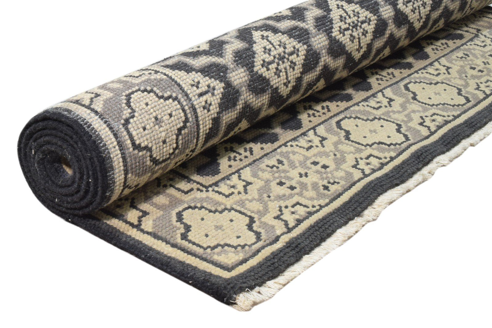 Leelah Hand Knotted Black Wool Rug 6' X 3' Persian Oriental Trellis   7860681441429