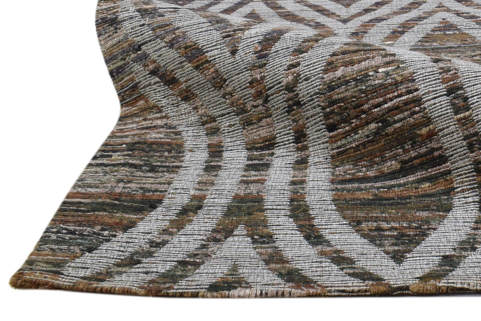 Leila Brown Silk Rug 5' X 8' Modern Jacquard Loom Moroccan Trellis   7860700741781