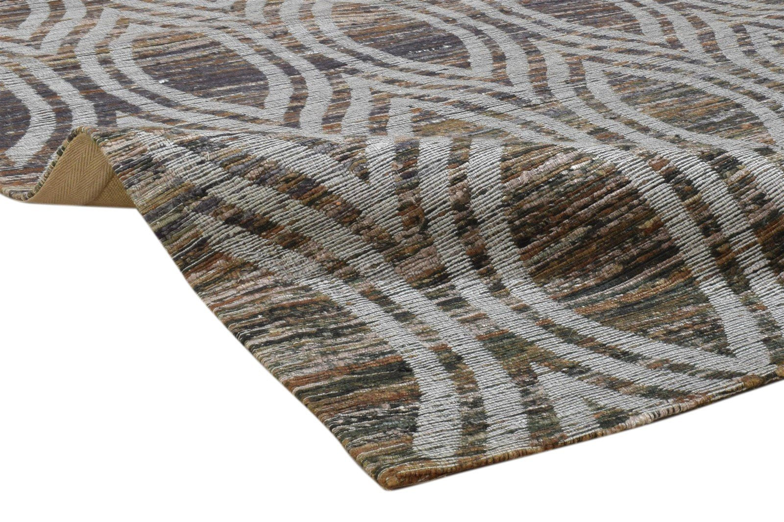 Leila Brown Silk Rug 5' X 8' Modern Jacquard Loom Moroccan Trellis   7860700741781