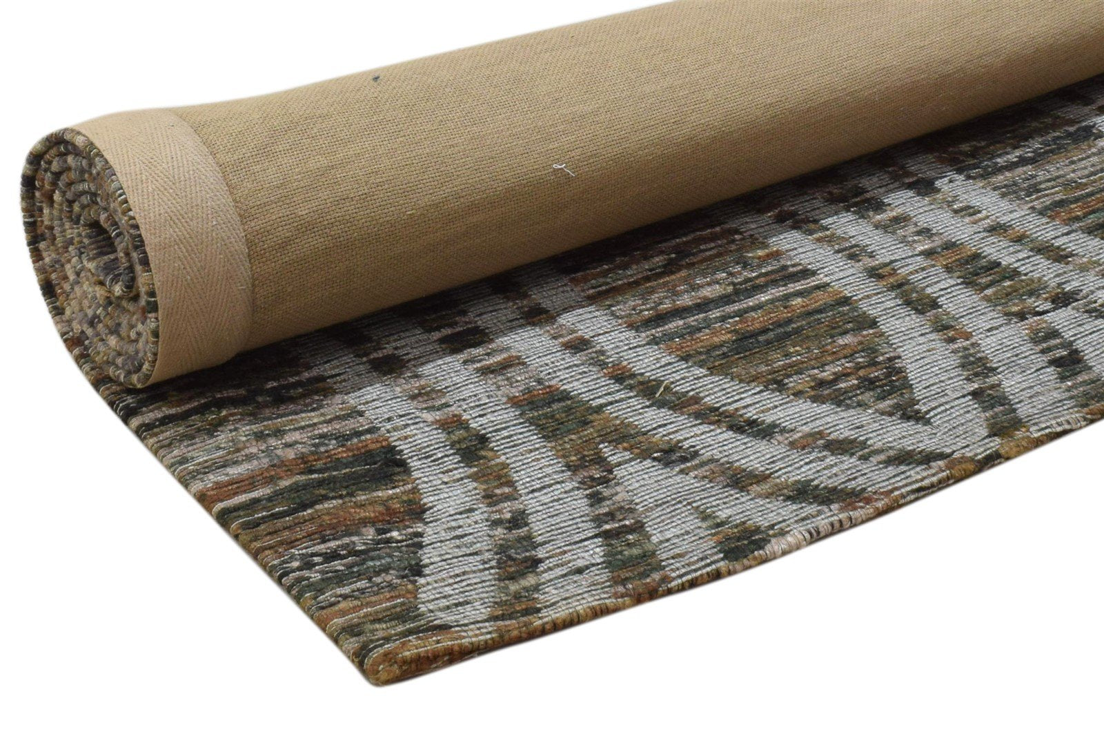 Leila Brown Silk Rug 5' X 8' Modern Jacquard Loom Moroccan Trellis   7860700741781