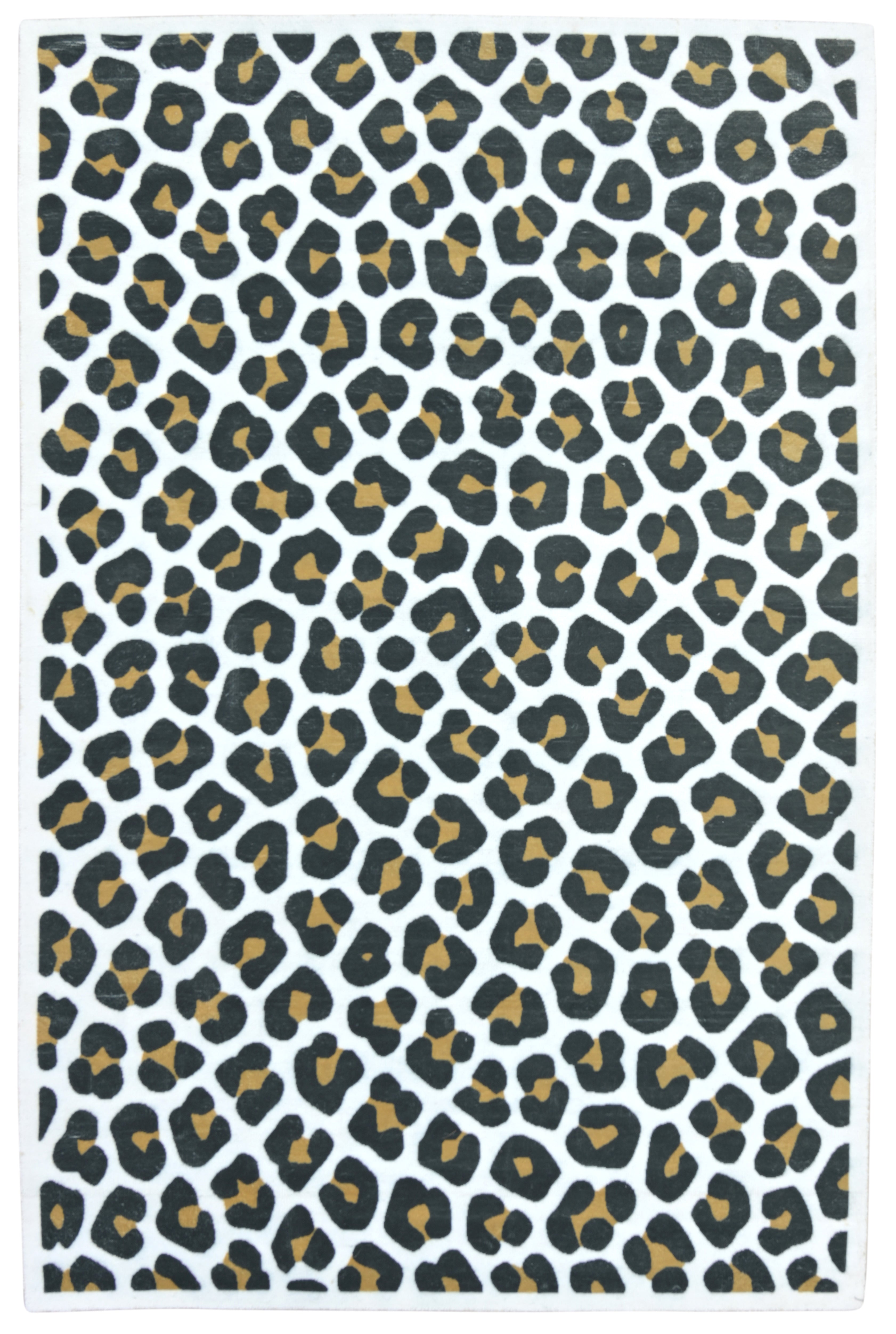 Leopard Handmade Black & Gold Spot Area Rug – Modern Safari Style Kids Nursery Rug   9121483751573