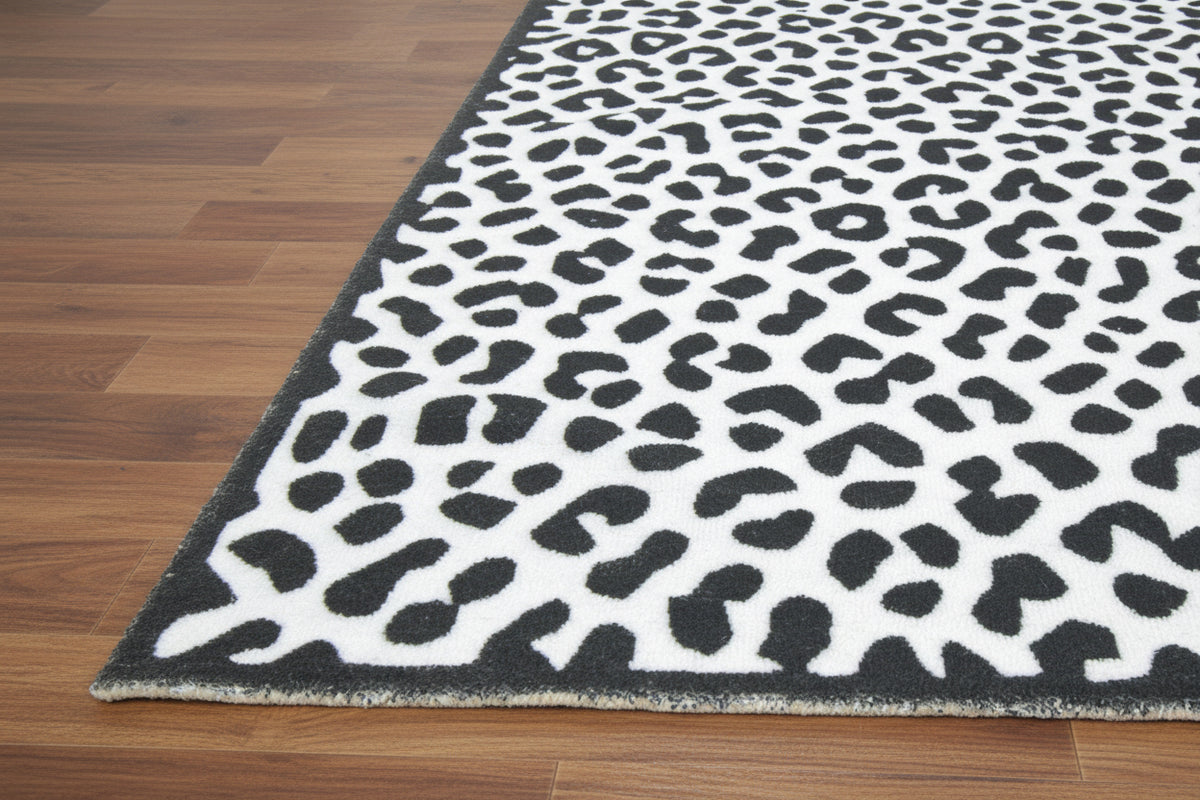 Leopard Handmade Black & White Spot Area Rug – Modern Safari Style Kids Nursery Rug   9033272131733