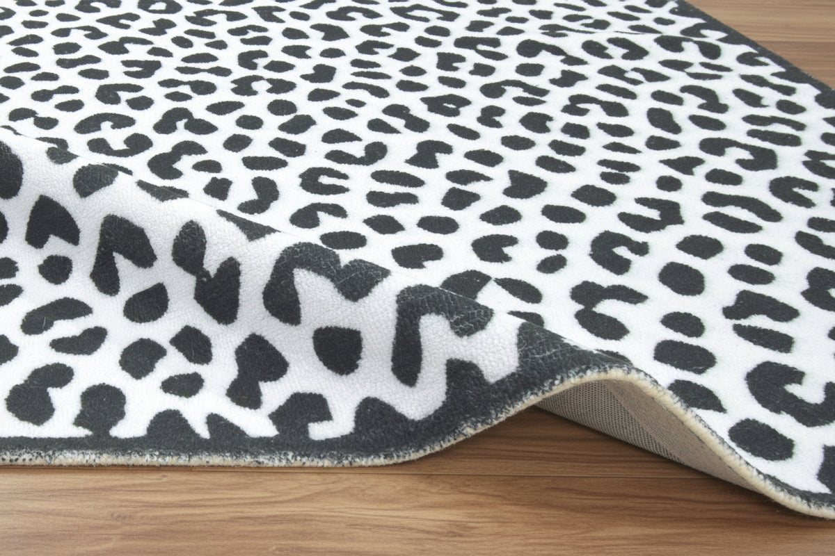 Leopard Handmade Black & White Spot Area Rug – Modern Safari Style Kids Nursery Rug   9033272131733