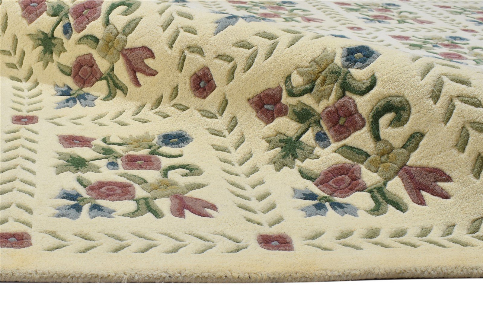 Lindy 6' X 9' Rug Wool Cream Modern Hand Tufted French Floral   7864155373717