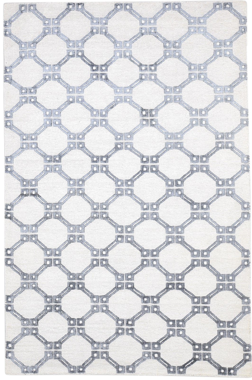 Ailina Linen Grey Rug 5' X 8' Modern Hand Knotted Moroccan Trellis   7864890392725