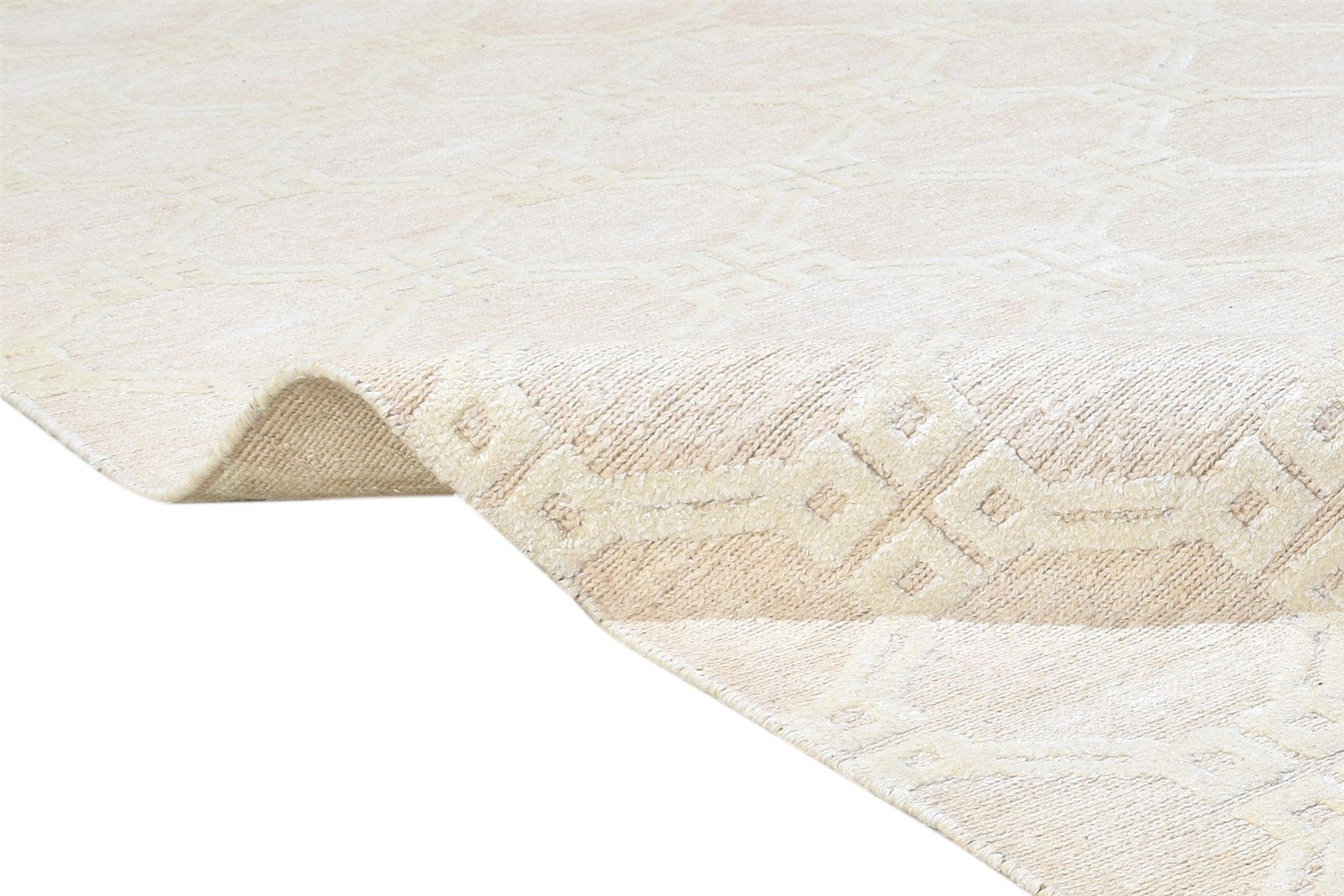 Linen Sand Rug 8' X 10' Modern Hand Knotted Scandinavian Trellis Large Carpet   7864909201557