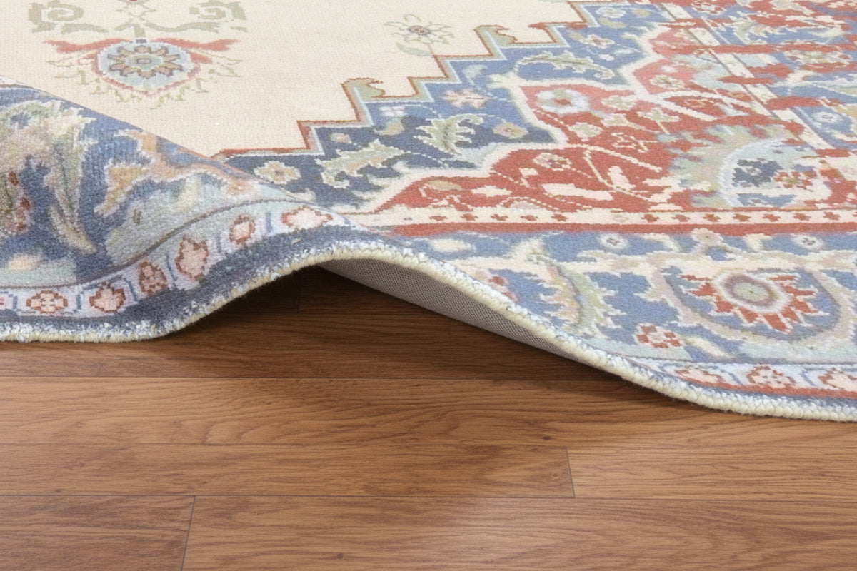 Liora Handmade Ivory & Red Medallion Area Rug – Modern Traditional Geometric   9175428923541