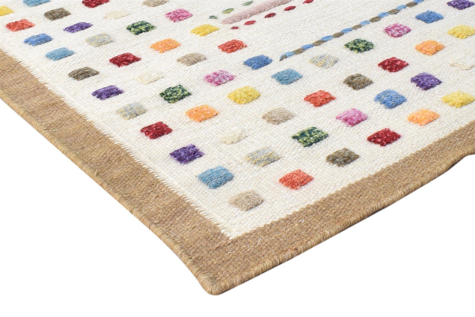 Lorrayne 4' X 6' Rug Wool Ivory Persian Dhurrie Southwestern Tribal   7864993415317