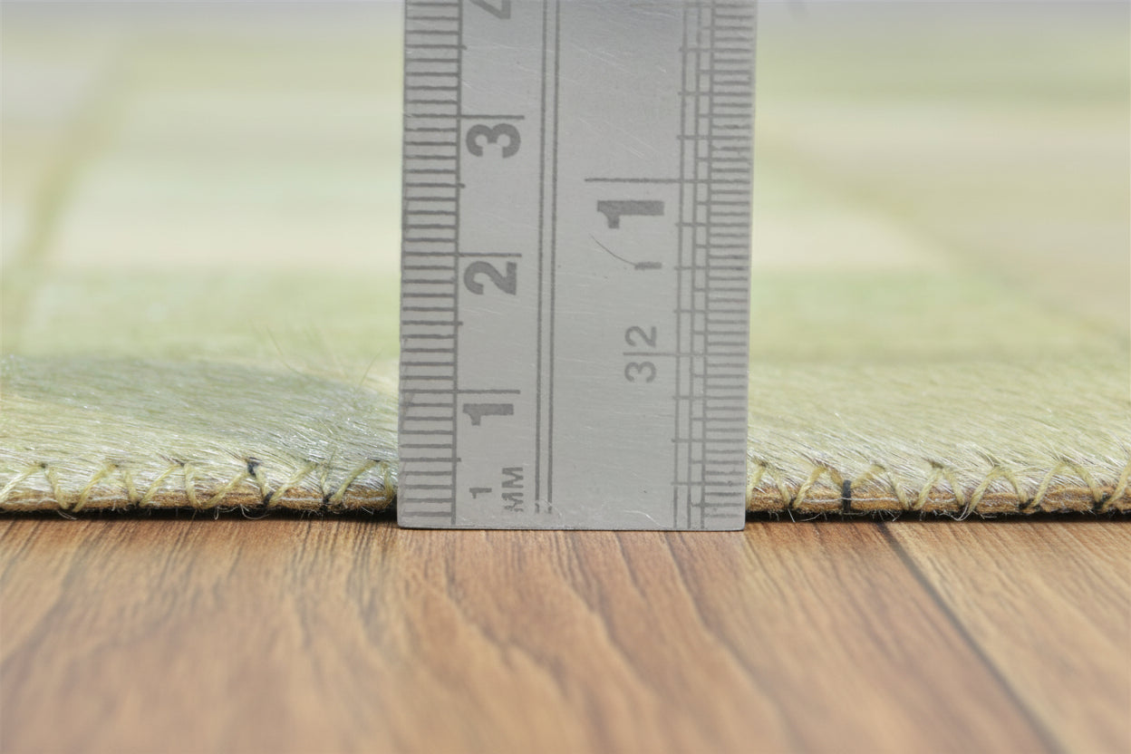 Lorry Checkerboard Handmade Off White Ivory Leather Rug | Patchwork Cowhide Area Rug   7864580636821