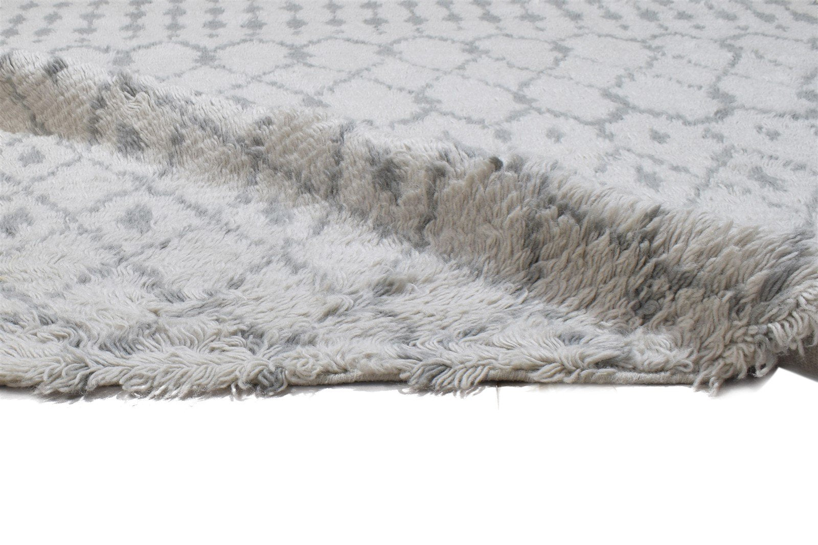 Lyssa Wool Grey Rug 5' X 7' Modern Hand Knotted Moroccan Trellis   7864151081109