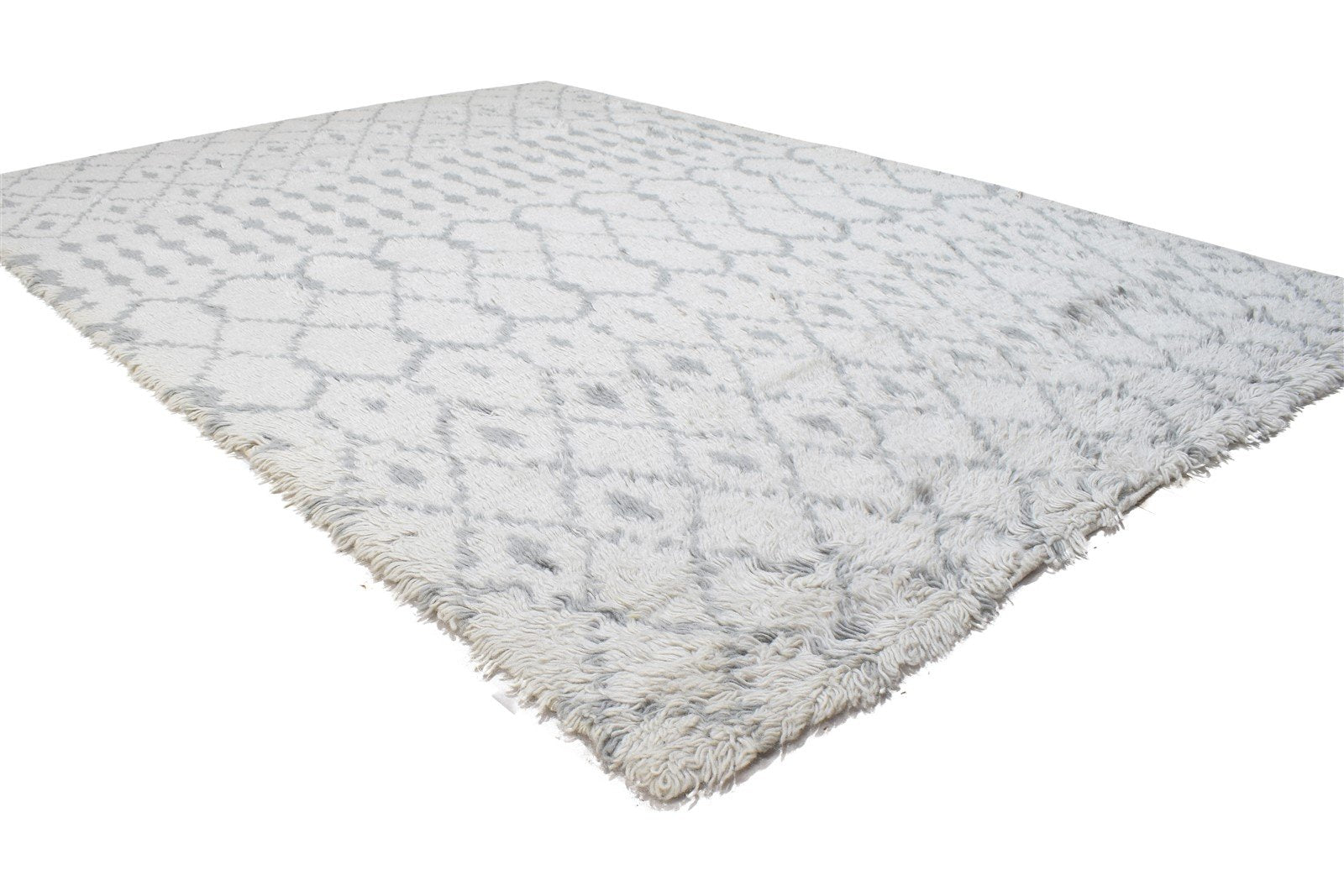 Lyssa Wool Grey Rug 5' X 7' Modern Hand Knotted Moroccan Trellis   7864151081109